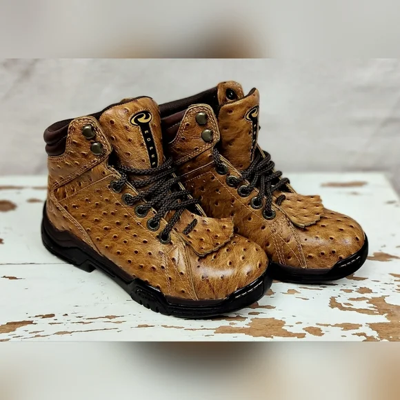 Roper Leather Ostrich Kiltie Boots - Picture 2 of 10